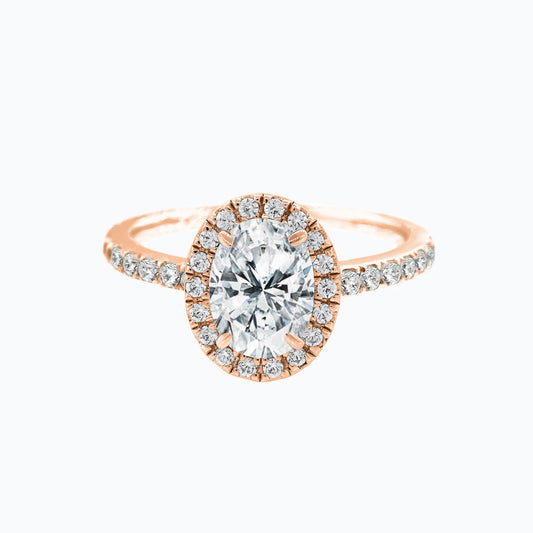 1.5 CT Oval Lab-Grown Diamond Halo & Pave Gold Engagement Ring 2