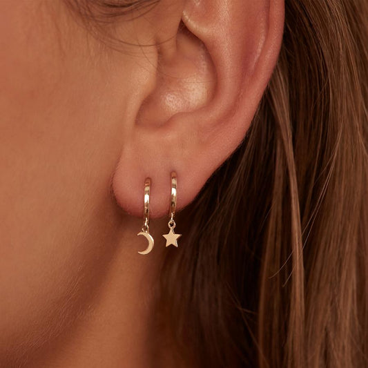Radiant Gold Hoop Earring with Star Charm 2