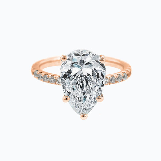 3 CT Pear-Cut Lab Diamond Hidden Halo Pave Engagement Ring 2