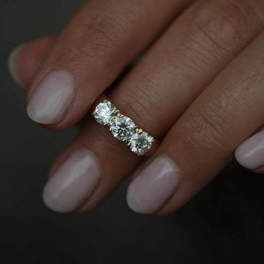 Eternal Elegance: 1.50 TCW Round Lab-Grown Diamond Trio Wedding Band 1