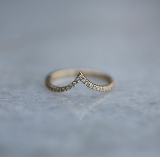 Elegant 0.225 TCW Round Lab-Grown Diamond V-Shaped Wedding Band 1