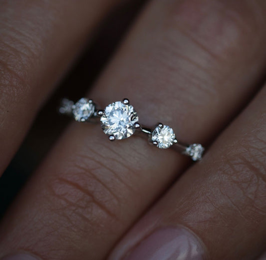 0.80 TCW Round Lab-Grown Diamond Five Stone Wedding Band 2