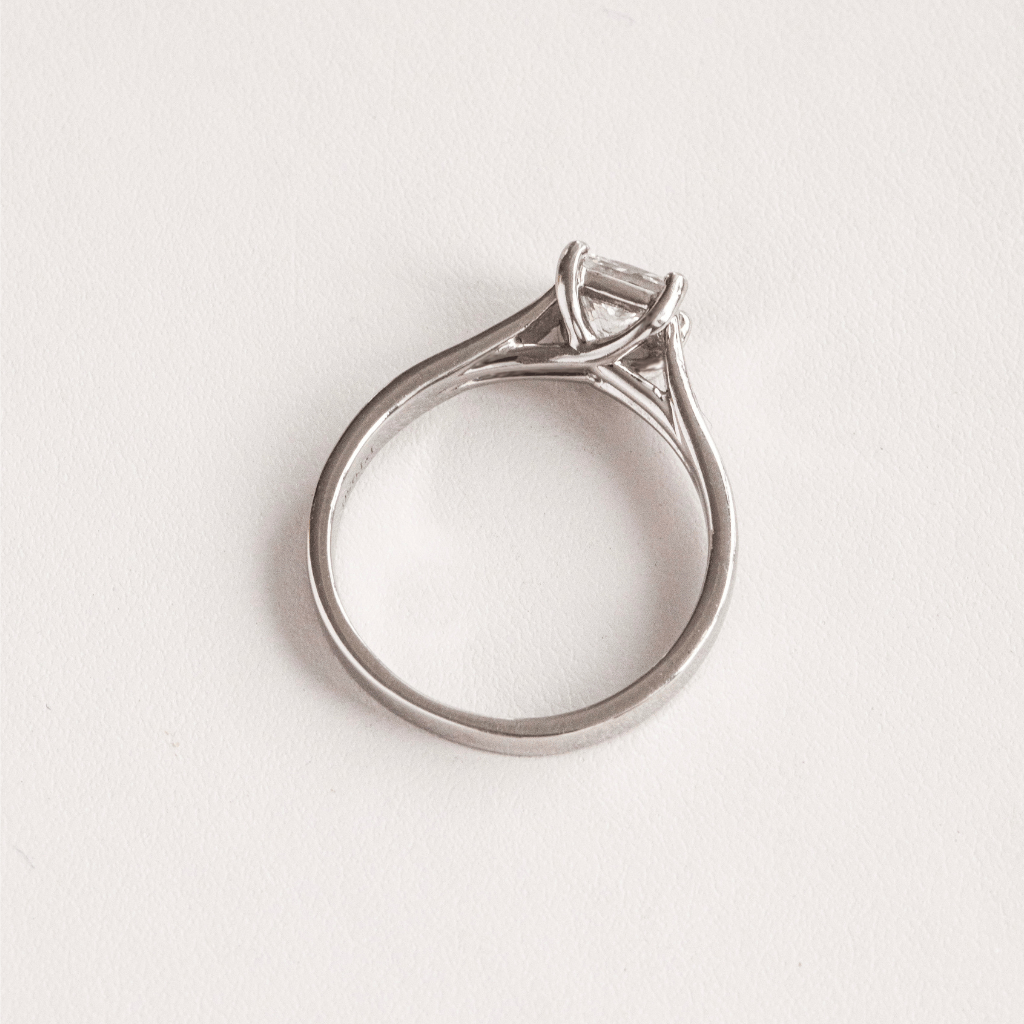 Solitaire & Criss Cross Cathedral-Princess Lab Grown Diamond Engagement Ring