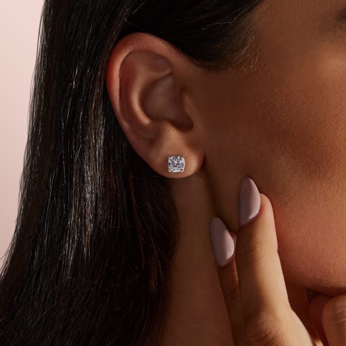 2.0 TCW Cushion Cut Lab-Grown Diamond Stud Earrings in Gold 9