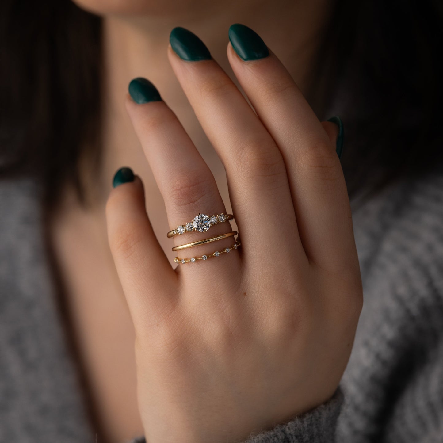 Five Stone Dainty Pave-Round Lab Grown Diamond Engagement Ring