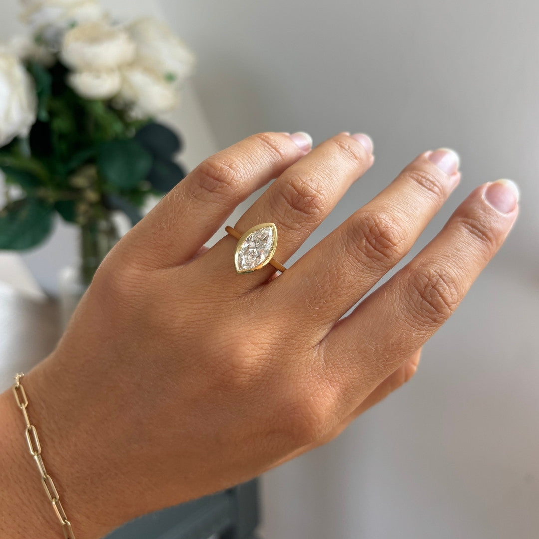 Solitaire Bezel-Marquise Lab Grown Diamond Engagement Ring