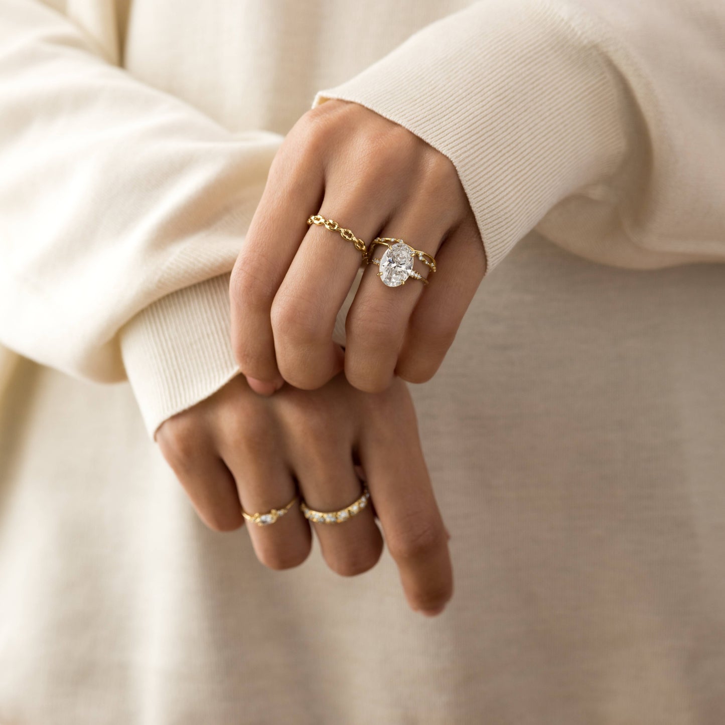 Pave Style-Oval Lab Grown Diamond Engagement Ring