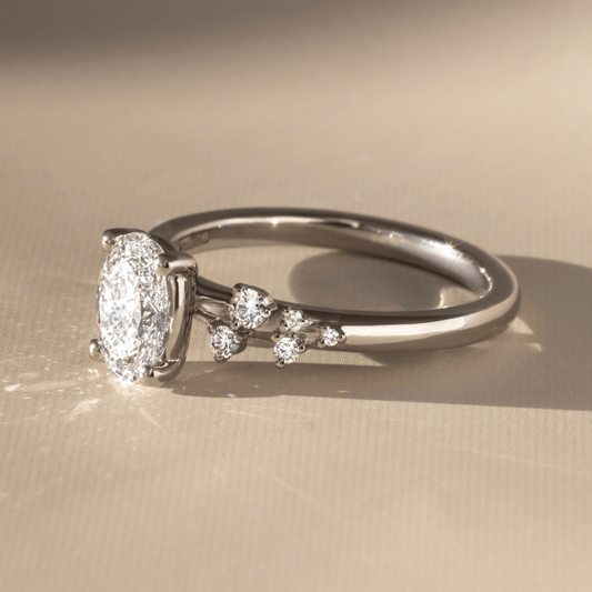 Cluster-Oval Lab Grown Diamond Engagement Ring