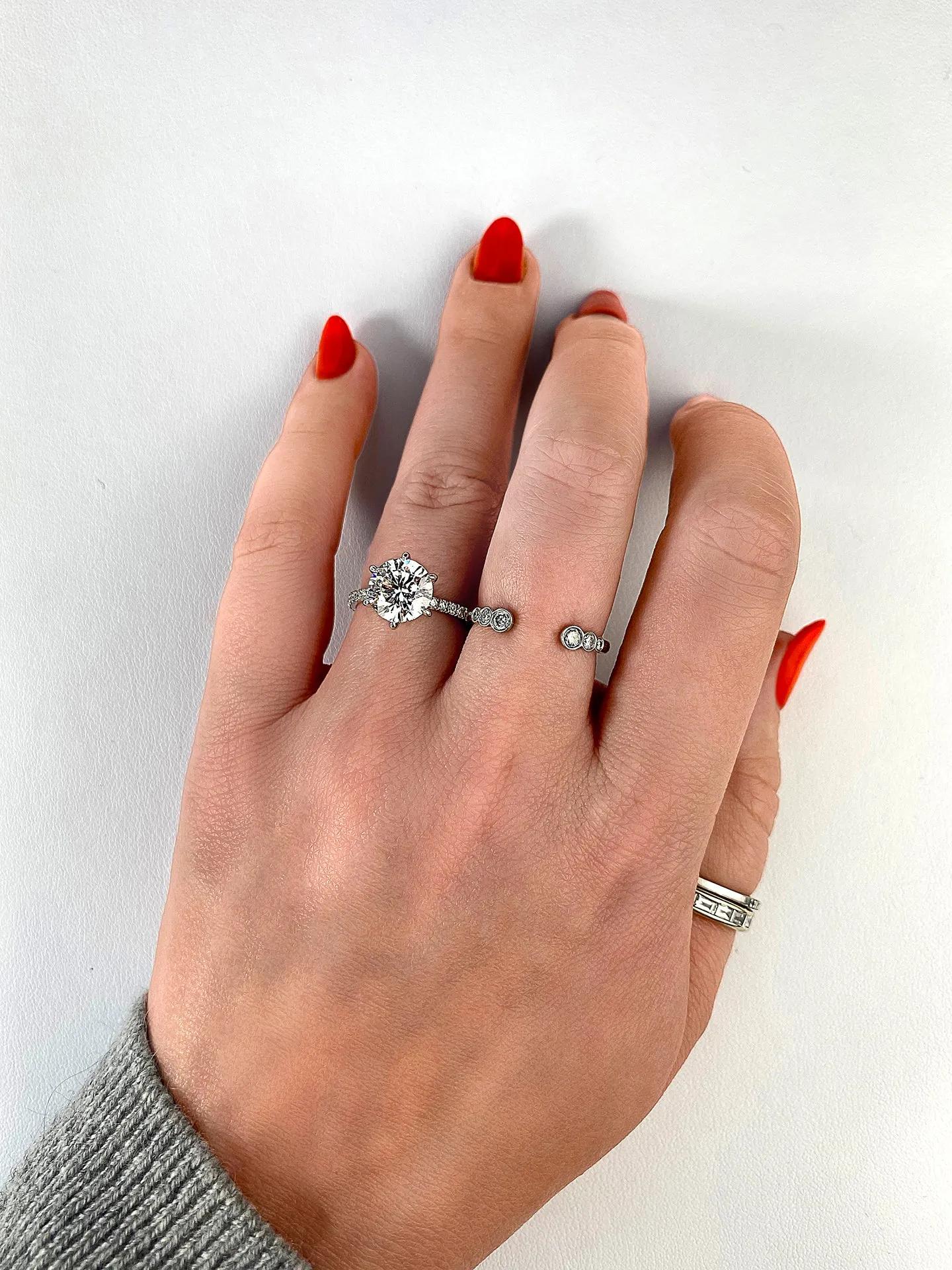 Eternal Radiance: 2.0 CT Round Lab Grown Diamond Pave Engagement Ring 22