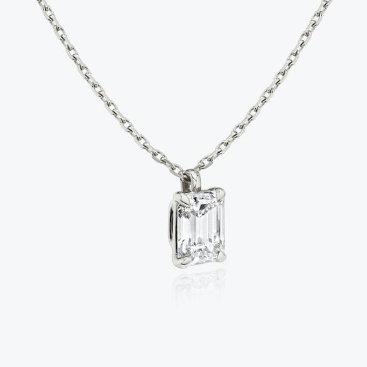 1.0 CT Emerald Cut Lab-Grown Diamond Pendant Necklace 2