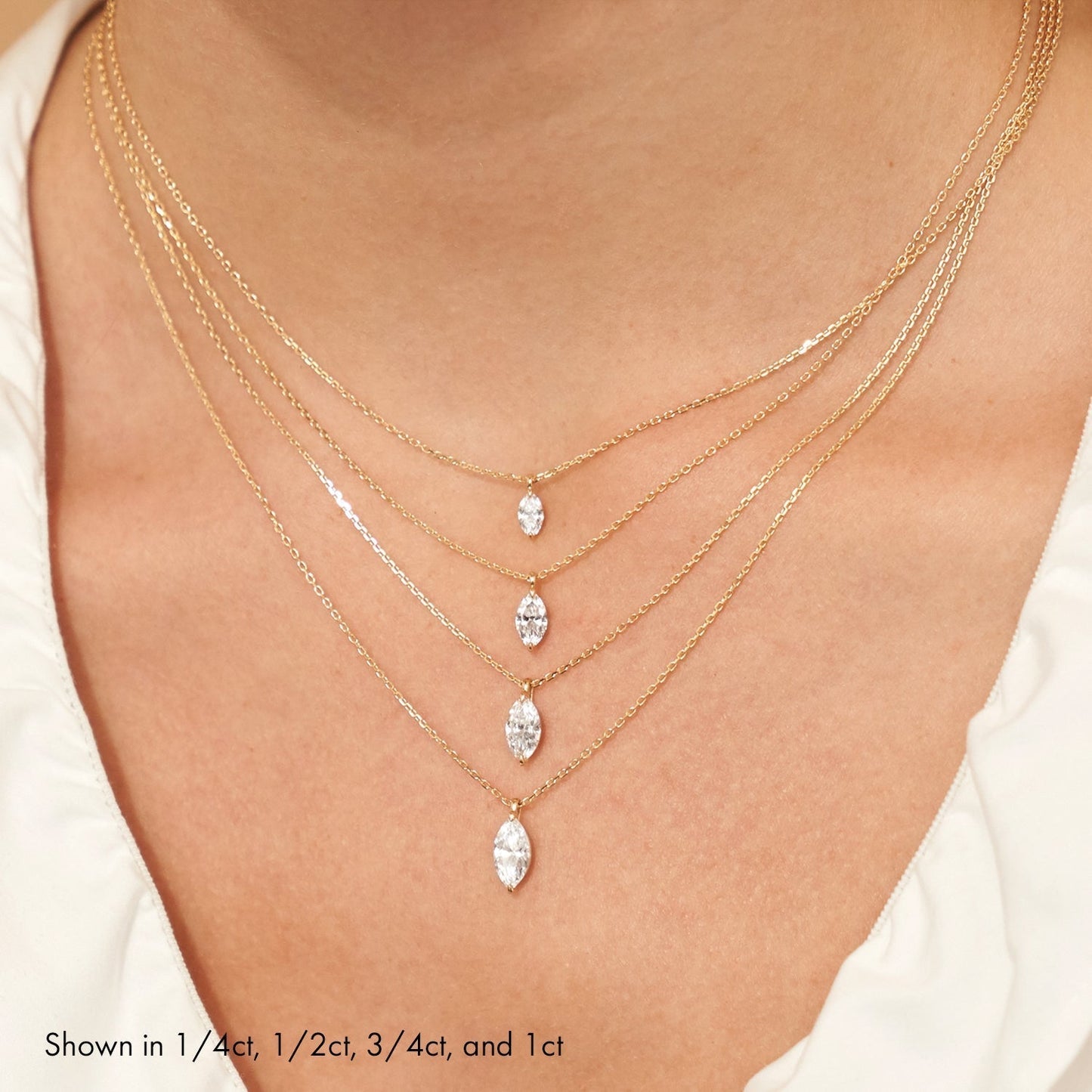 1.0 CT Marquise Lab-Grown Diamond Solitaire Necklace in Gold 10