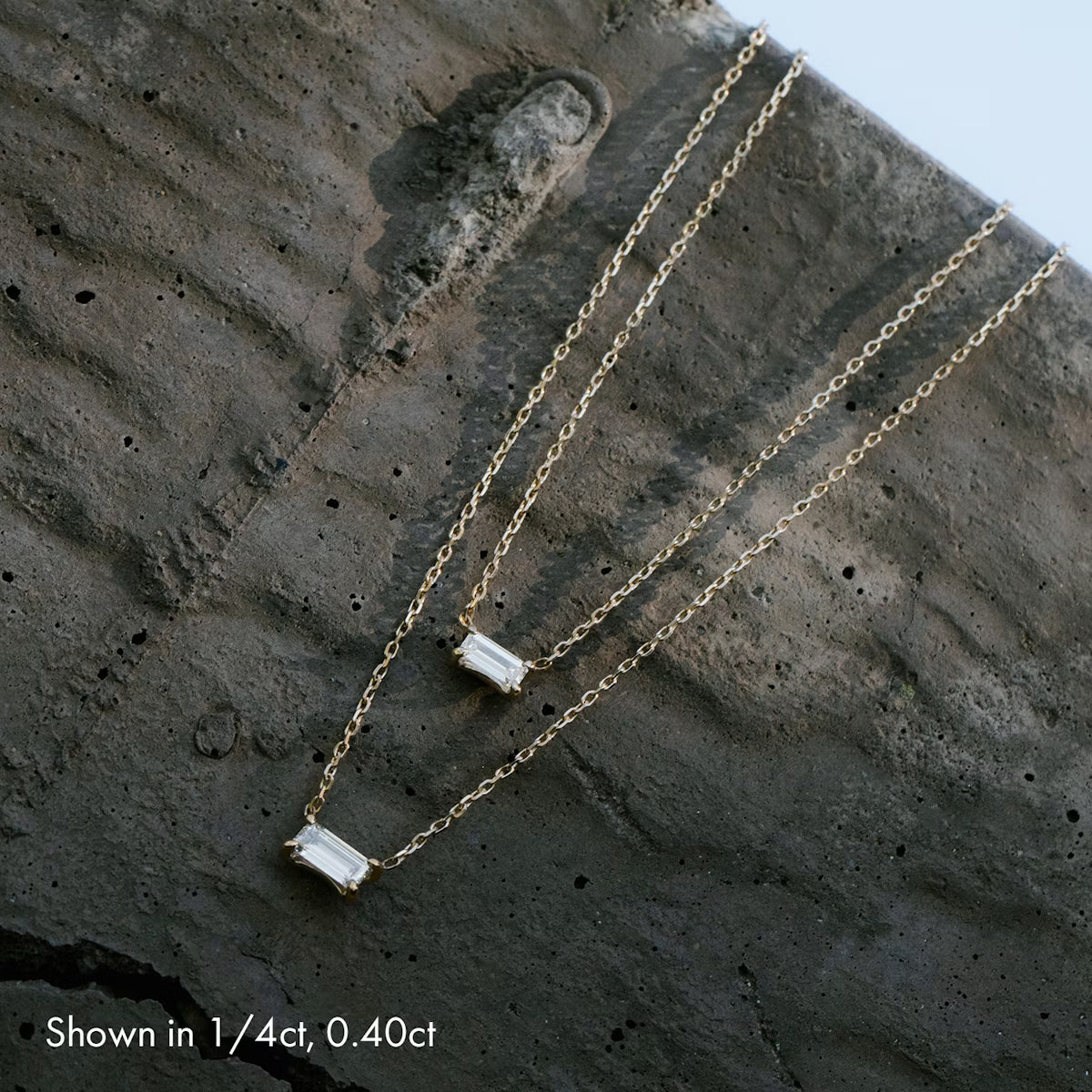 East West Solitaire- 0.25 CT Baguette Moissanite Necklace