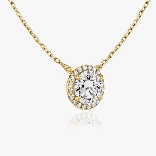 Halo- 0.22 CT Round Moissanite Necklace