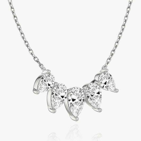 Five Stone- 3.5 CT Pear Moissanite Necklace