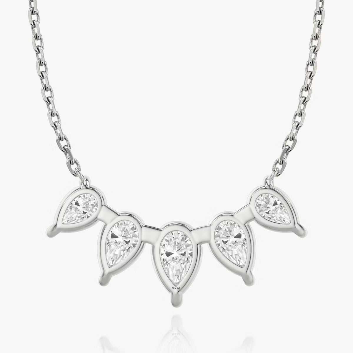 Five Stone- 3.5 CT Pear Moissanite Necklace