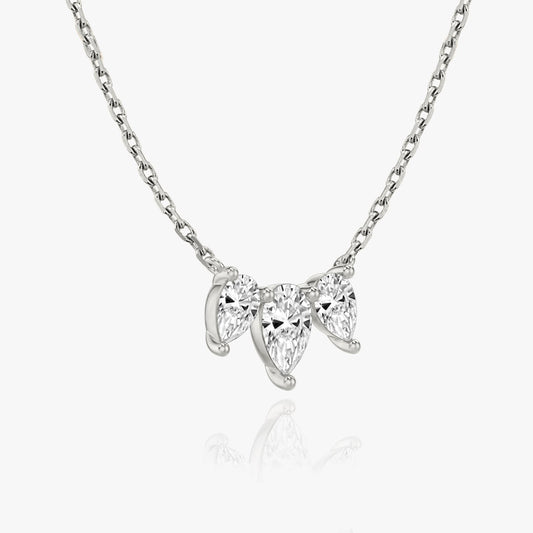 1.0 TCW Pear Lab-Grown Diamond Three Stone Necklace 2