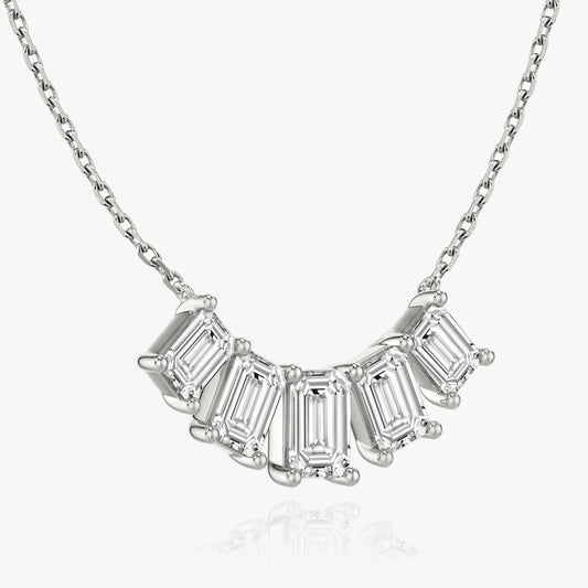 3.50 TCW Emerald Lab-Grown Diamond Five Stone Necklace 1