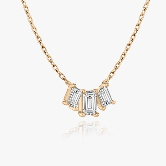 1.0 TCW Emerald Cut Lab-Grown Diamond Tri-Stone Necklace 2