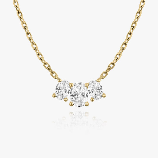 1.0 TCW Oval Lab-Grown Diamond Three Stone Necklace 1