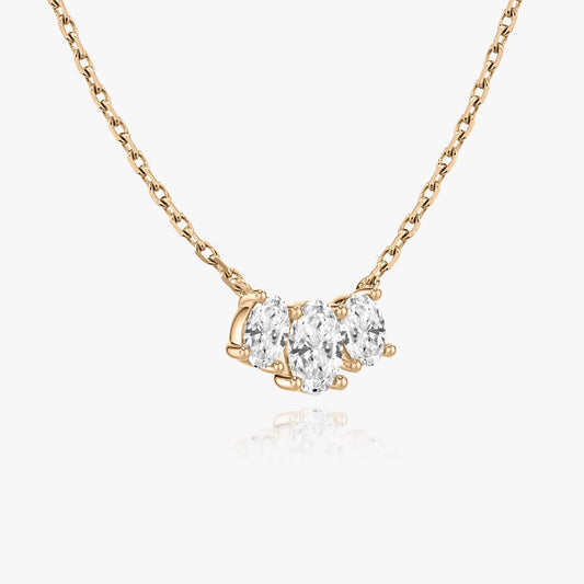 1.0 TCW Oval Lab-Grown Diamond Three Stone Necklace 2