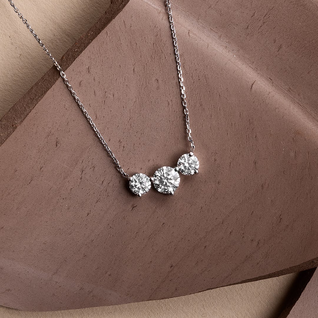 Dazzling 2.0 TCW Round Lab-Grown Diamond Triad Necklace 11