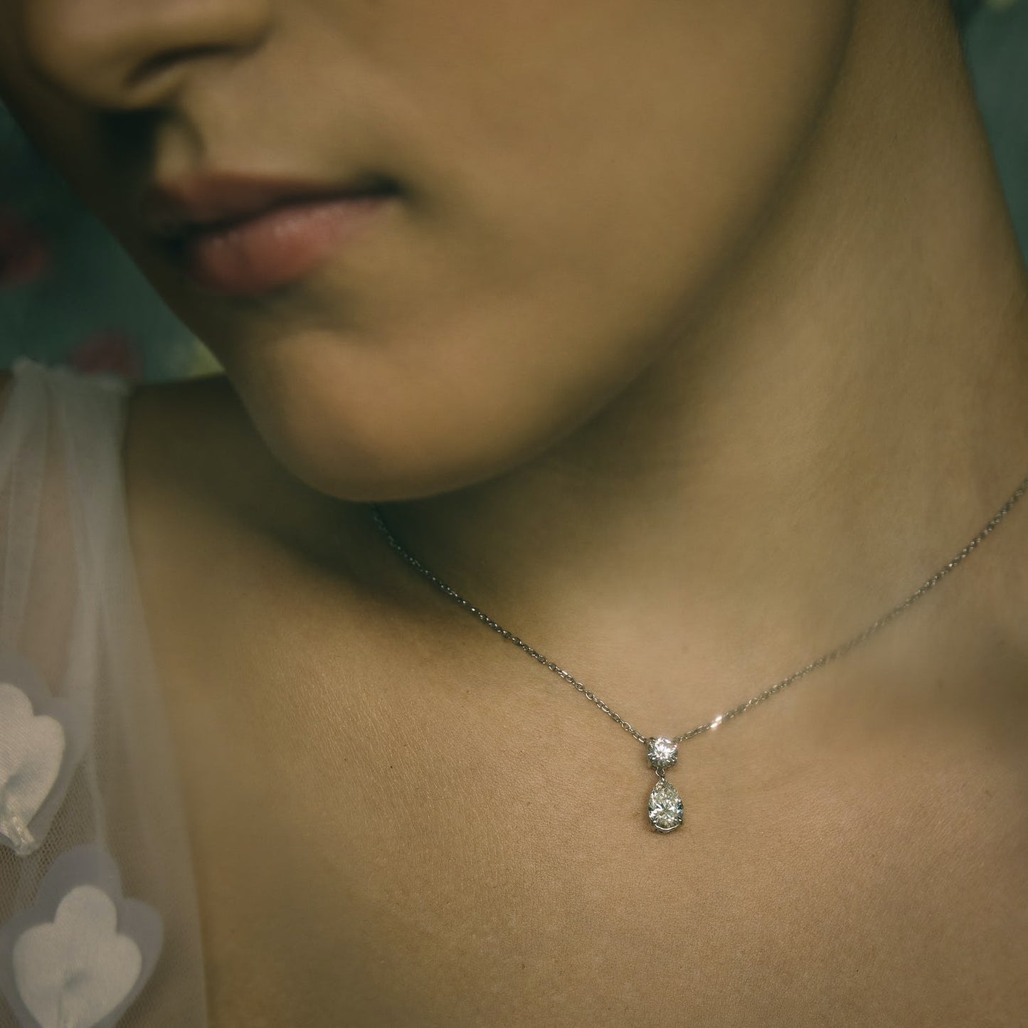 1.50 TCW Pear & Round Lab-Grown Diamond Elegance Necklace 7