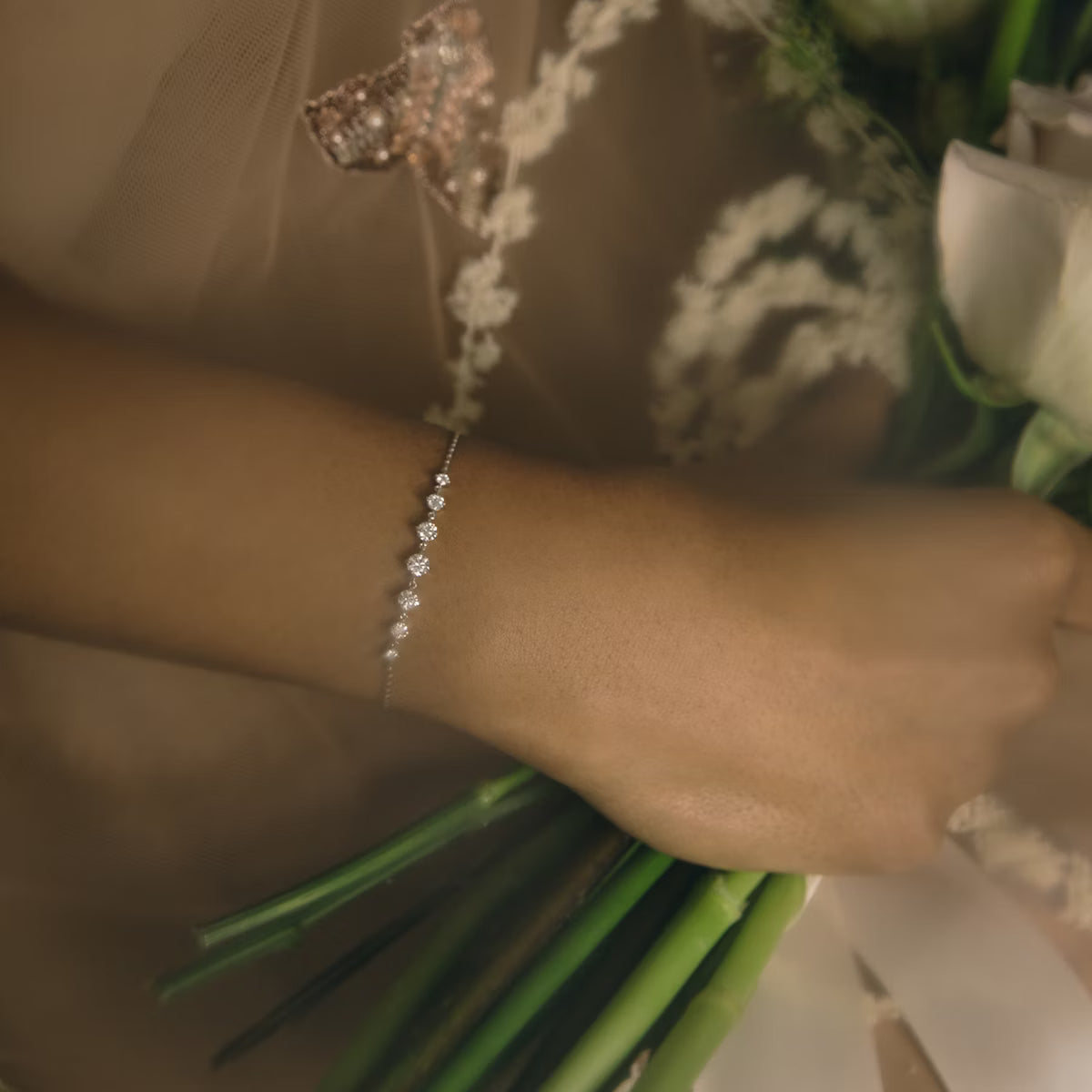 Linked Tennis- 0.85 CT Round Moissanite Bracelet