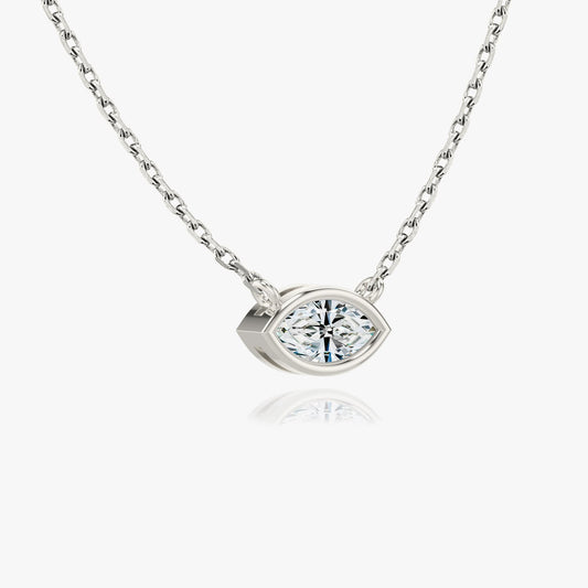 1.0 CT Marquise Lab-Grown Diamond Bezel Solitaire Necklace - Elegance Redefined 2