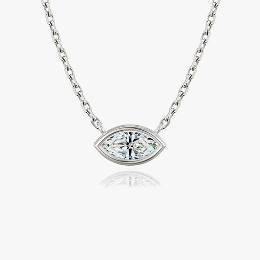 1.0 CT Marquise Lab-Grown Diamond Bezel Solitaire Necklace - Elegance Redefined 1