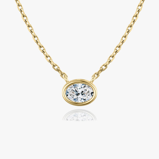 1.0 CT Oval Lab-Grown Diamond Gold Bezel Pendant Necklace 1