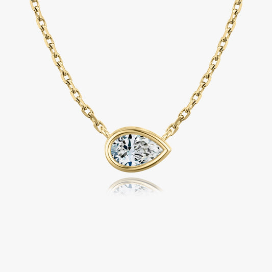 1.0 CT Pear-Shaped Lab-Grown Diamond Bezel Solitaire Necklace 1