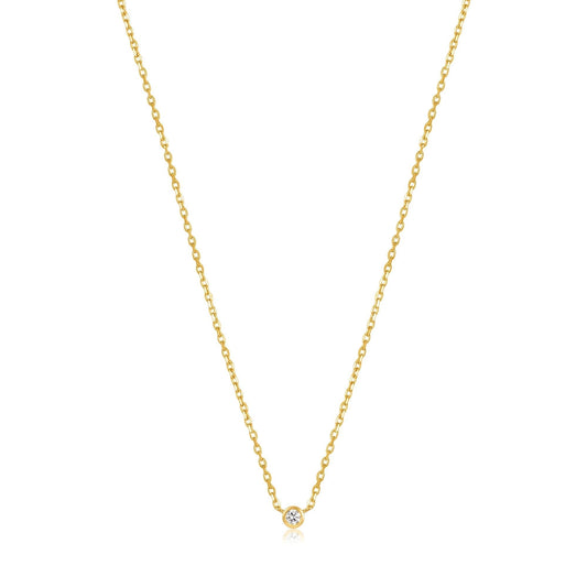 Radiant 0.03 Carat Round Lab-Grown Diamond Gold Bezel Necklace 1
