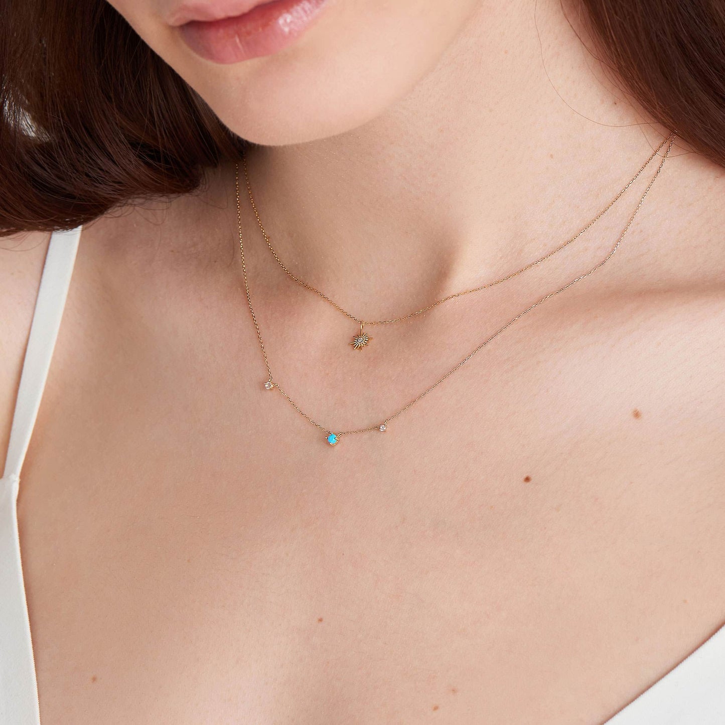 Radiant Sunburst 0.01 TCW Round Lab-Grown Diamond Necklace 6