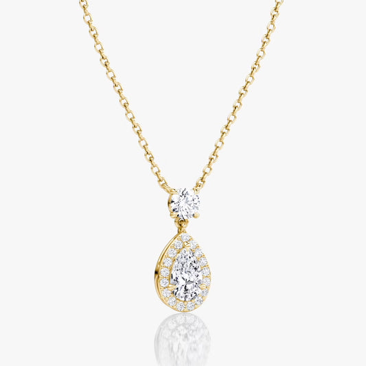 Halo & Hanging- 0.88 CT Pear Moissanite Necklace