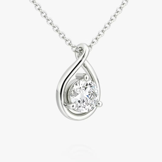 Solitaire Pear Drop- 1.5 CT Round Moissanite Necklace