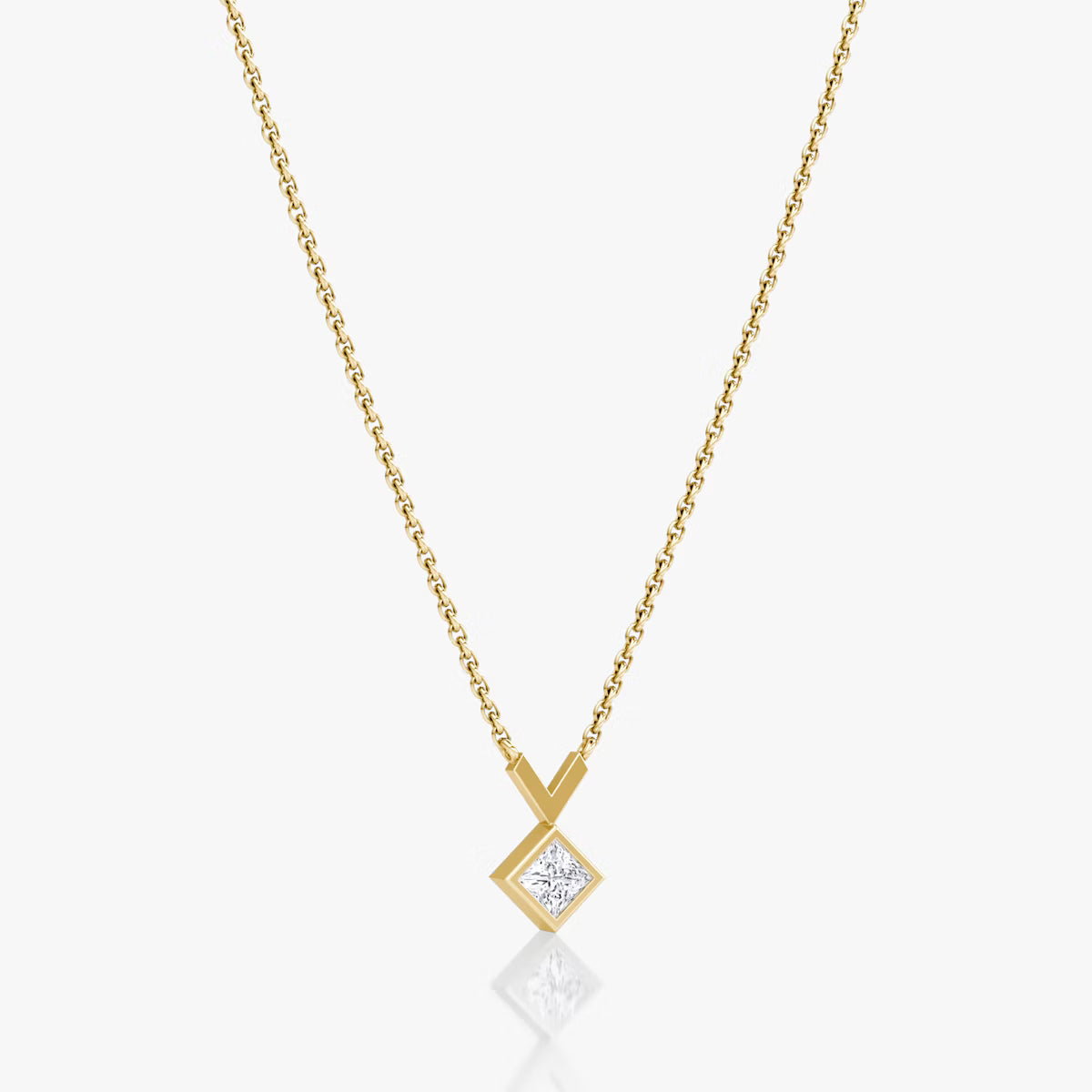 Solitaire Bezel- 0.25 CT Princess Moissanite Necklace