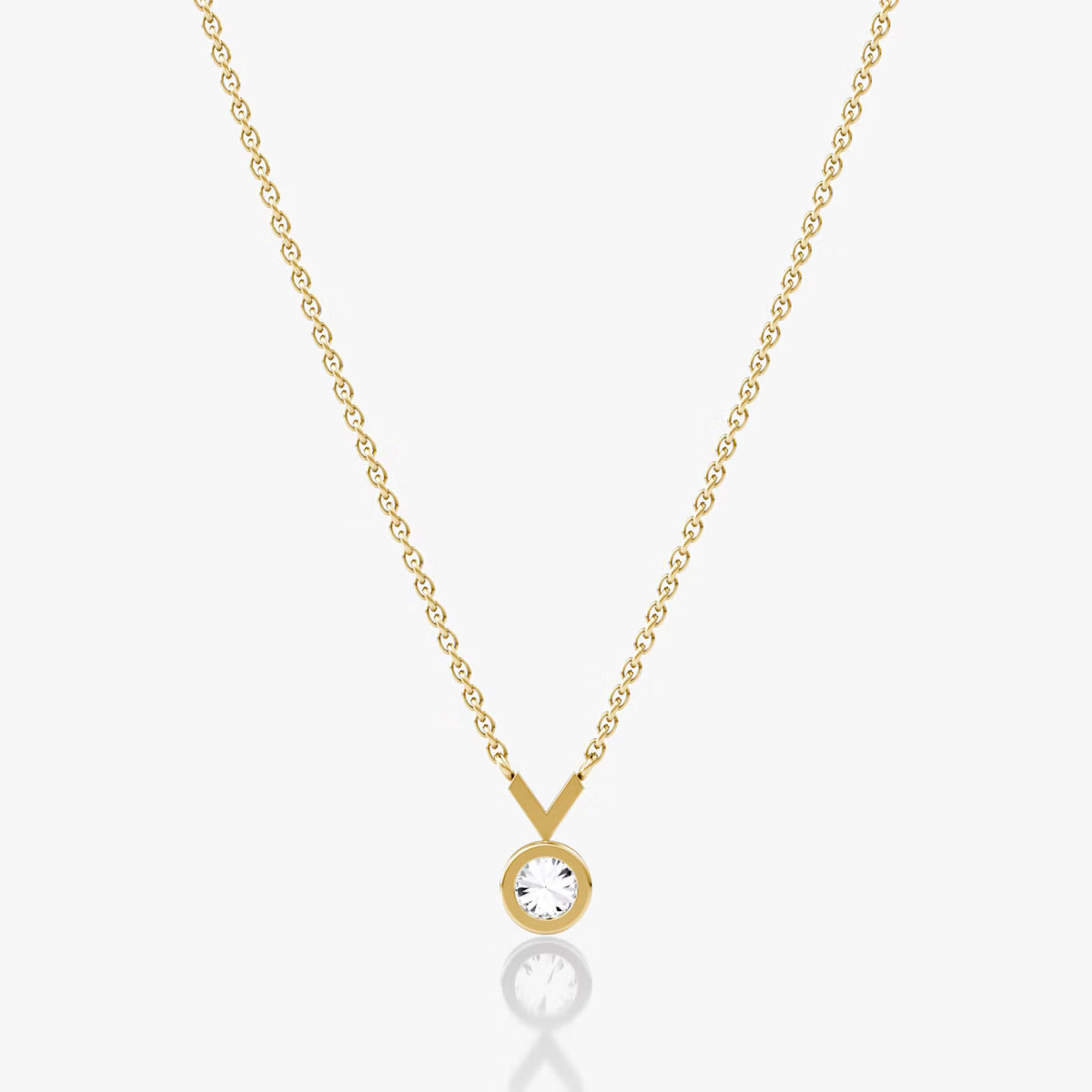 Solitaire Bezel- 0.25 CT Round Moissanite Necklace