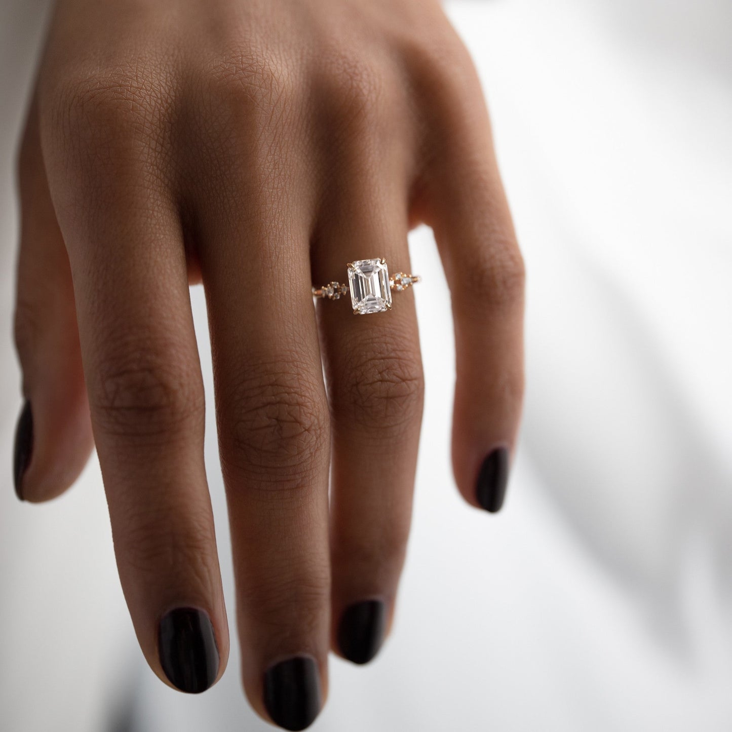 Cluster Style-Emerald Lab Grown Diamond Engagement Ring
