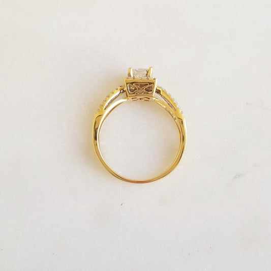 0.50 CT Princess Cut Lab-Grown Diamond Halo with Pave Split Shank Engagement Ring 2