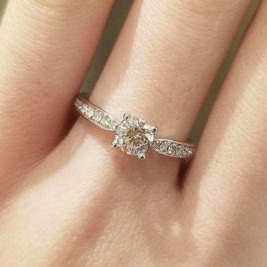 0.50 CT Round Lab-Grown Diamond Pave Elegance Engagement Ring 2