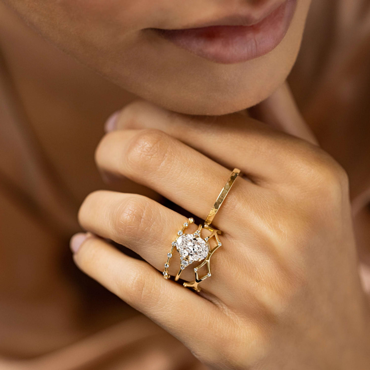 Cluster-Oval Lab Grown Diamond Engagement Ring
