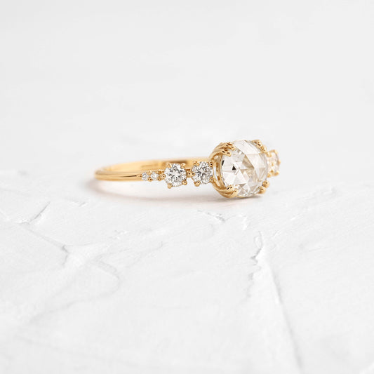 Cluster-Rose Cut Lab Grown Diamond Engagement Ring