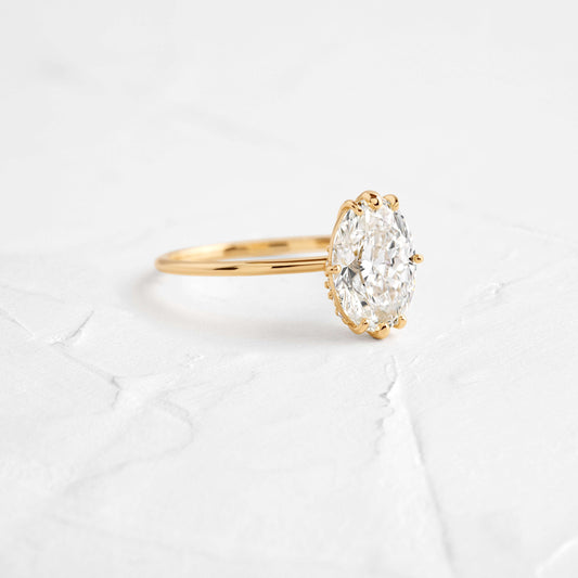 Hidden Halo-Oval Lab Grown Diamond Engagement Ring