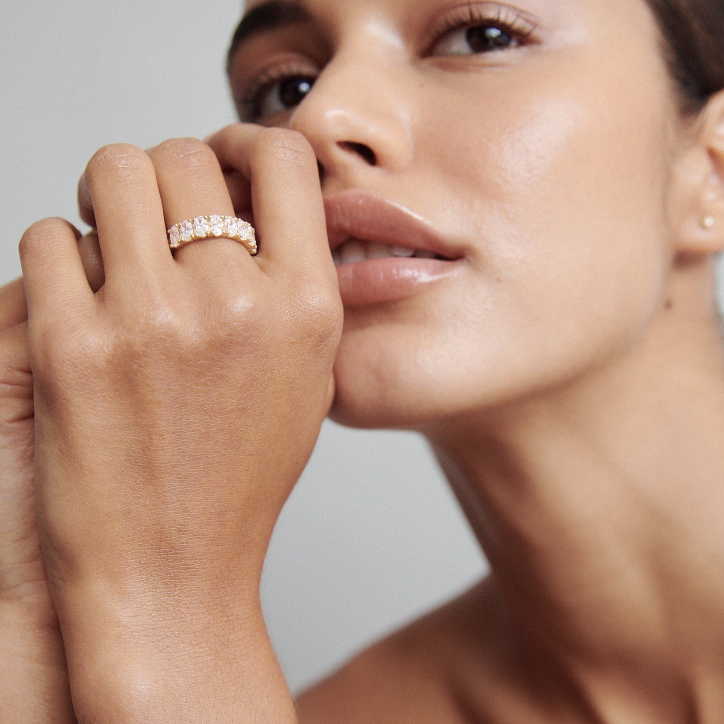 0.50 TCW Oval Lab Grown Diamond Half Eternity Wedding Band 5