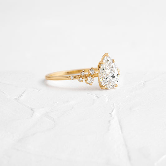Cluster-Pear Lab Grown Diamond Engagement Ring