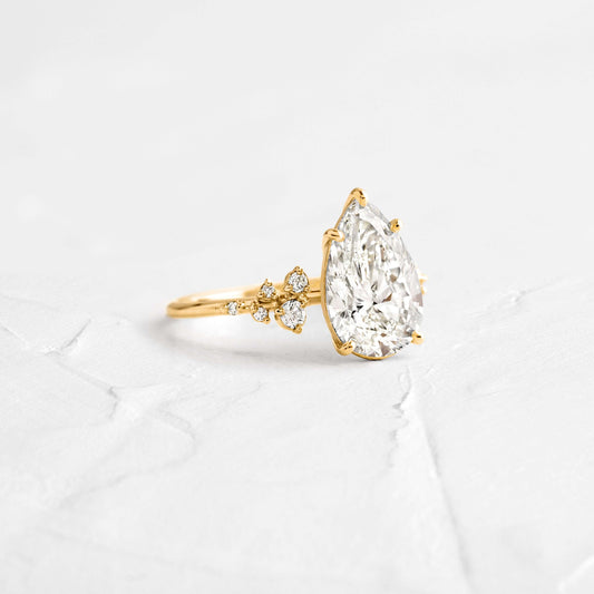 Cluster-Pear Lab Grown Diamond Engagement Ring