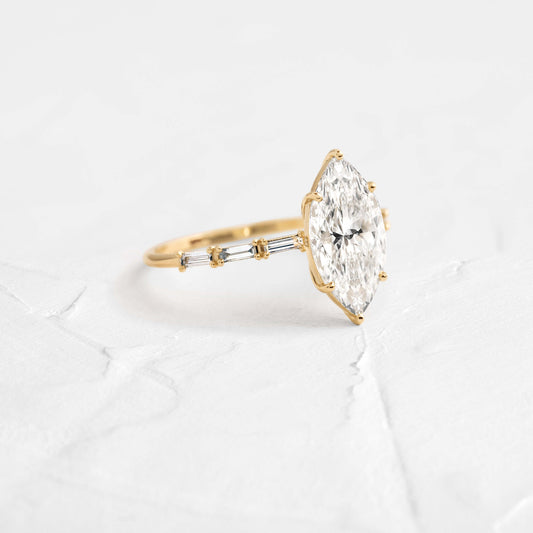 Pave-Marquise Lab Grown Diamond Engagement Ring
