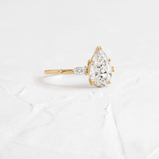 Cluster-Pear Lab Grown Diamond Engagement Ring