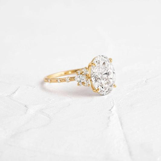 Cluster-Oval Lab Grown Diamond Engagement Ring