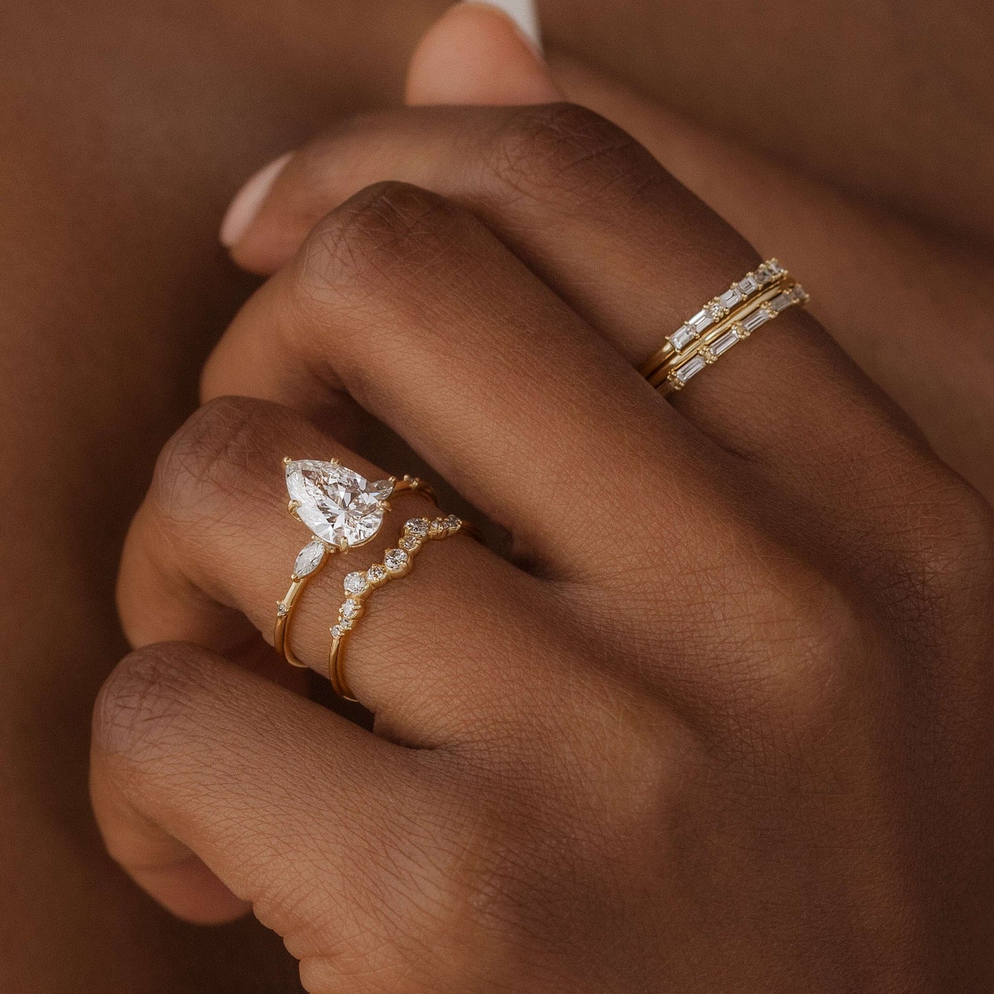 Cluster-Pear Lab Grown Diamond Engagement Ring